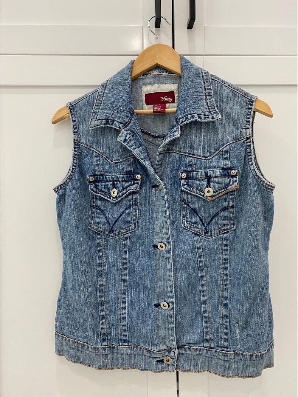 Vanity Women's XL Denim Vest Sleeveless Jacket